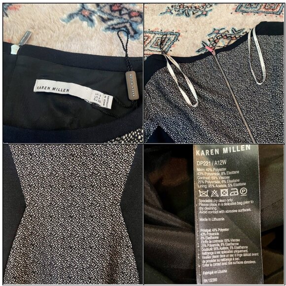 Karen Millen Textured Panel Seam Short Sleeve Pencil Dress - Size 4 - Picture 15 of 16